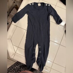 kate quinn Navy Long-Sleeve Footie One-Piece with Snaps